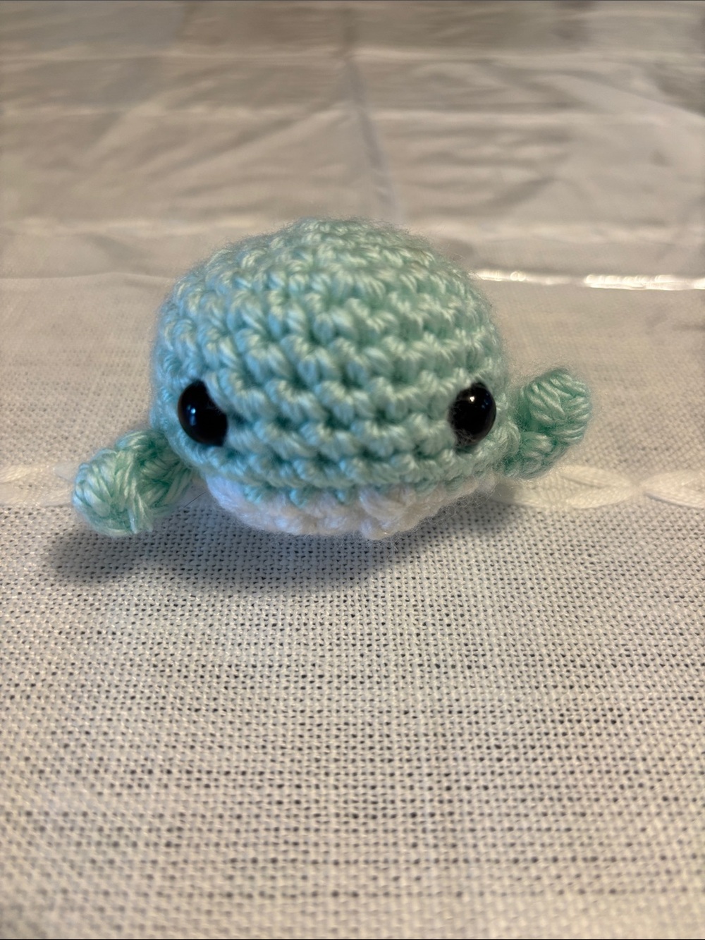Mint Green Crochet Amigurumi Whale Plush Toy